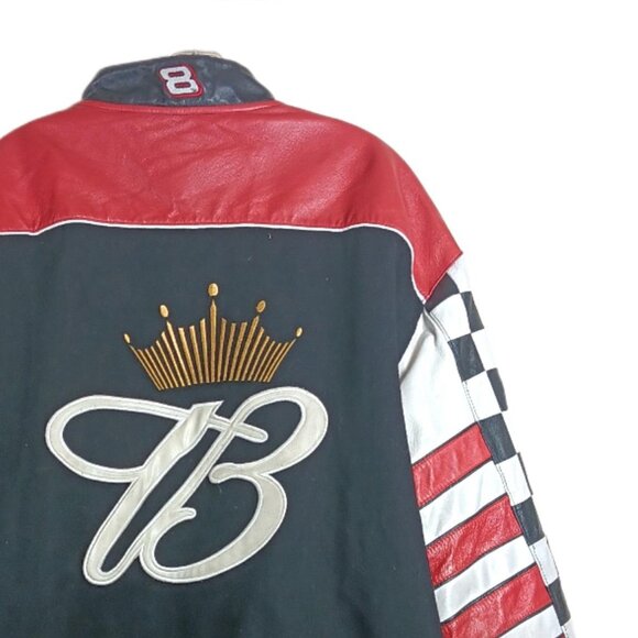 Dale Earnhardt Jr Bomber Jacket Mens 3XL Leather Embroidered Nascar Bud Beer Vtg - Picture 10 of 10
